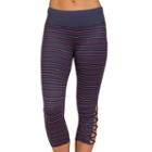 Women's Jockey Sport Go Stripe Lattice Capri Leggings, Size: Large, Med Blue