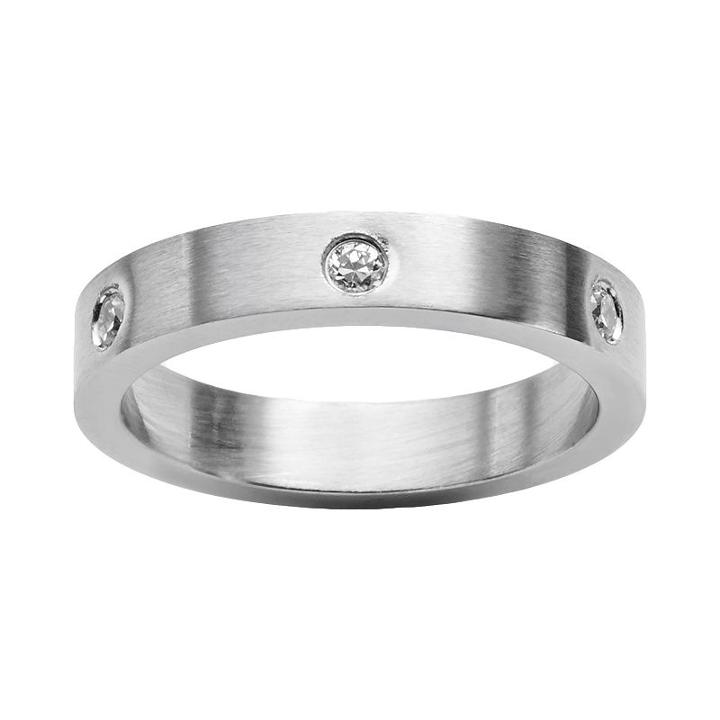 Steel City Stainless Steel Cubic Zirconia Ring, Women's, Size: 7, Grey