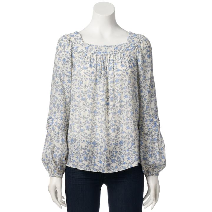 Women's Lc Lauren Conrad Love, Lauren Shirred Peasant Top, Size: Xl, Lt Yellow