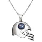New England Patriots Sterling Silver Helmet Pendant Necklace, Women's, Size: 18