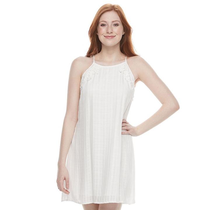 Juniors' Speechless Sheer Stripe Shift Dress, Girl's, Size: Medium, Natural
