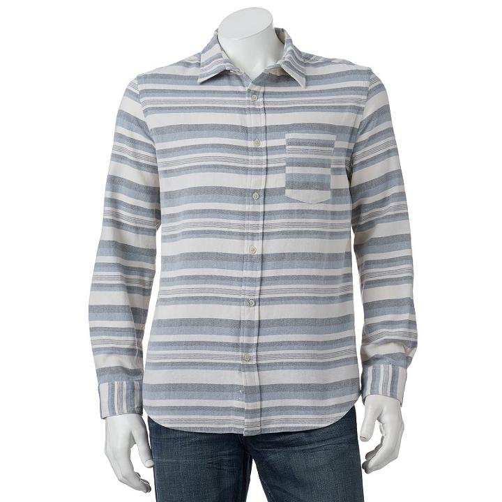 Men's Urban Pipeline&reg; Striped Button-down Shirt, Size: Medium, Blue