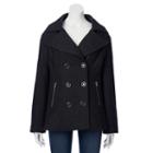 Women's Excelled Double-breasted Wool-blend Peacoat, Size: Xl, Dark Grey
