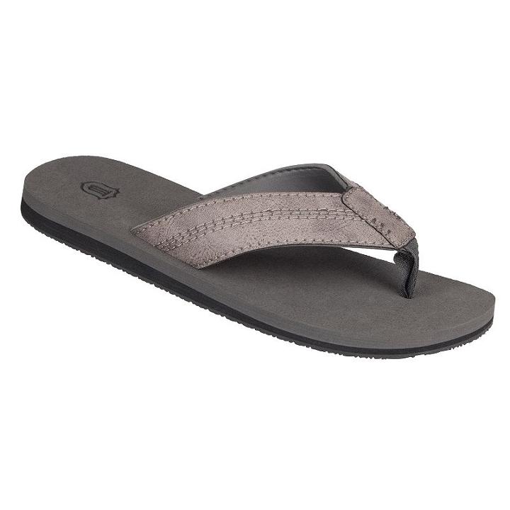 Men's Wembley Stitched Thong Flip-flops, Size: Large, Grey