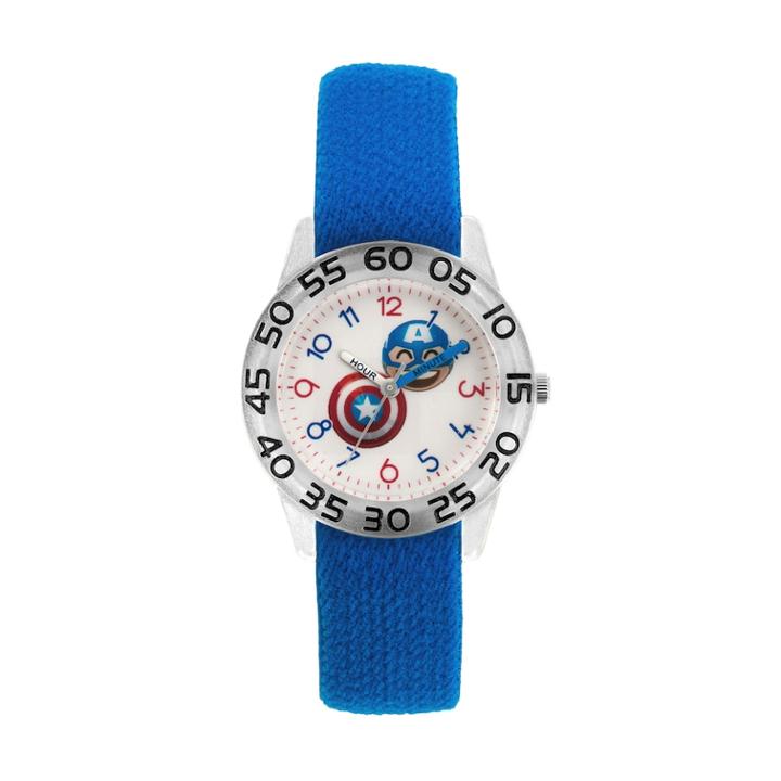 Marvel Captain America Emoji Kids' Time Teacher Watch, Kids Unisex, Size: Medium, Blue