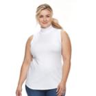 Plus Size Croft & Barrow&reg; Sleveless Mockneck Tank Top, Women's, Size: 2xl, White