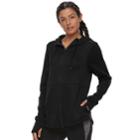 Women's Tek Gear Cinched-waist Sweater Fleece Jacket, Size: Large, Black