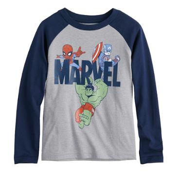 Toddler Boy Marvel Spider-man, Captain America & The Hulk Raglan Graphic Tee, Size: 2t, Med Grey