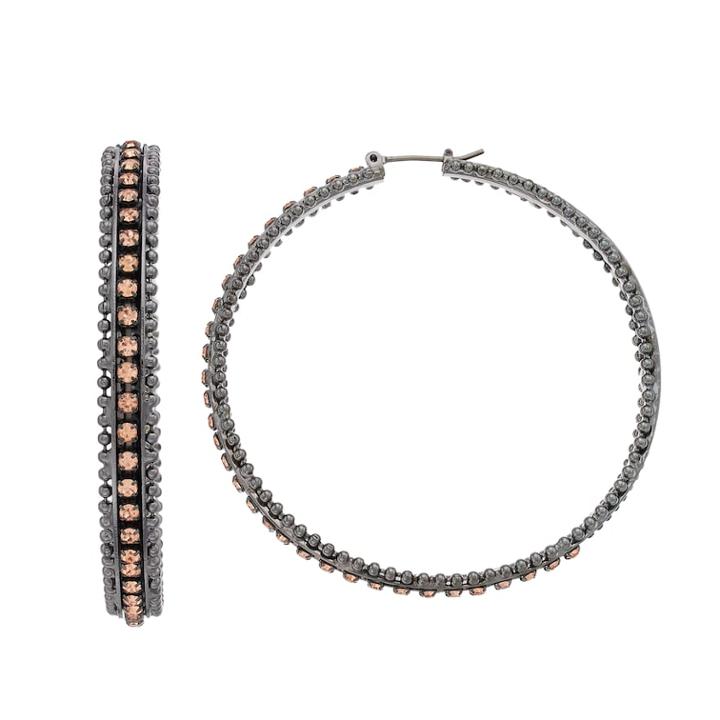 Simply Vera Vera Wang Beaded Trim Nickel Free Hoop Earrings, Women's, Light Pink