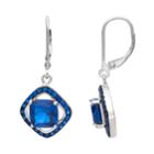 Sapphire Sterling Silver Frame Drop Earrings, Women's, Blue