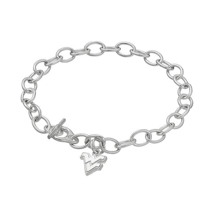 Dayna U Sterling Silver West Virginia Mountaineers Charm Toggle Bracelet, Women's, Size: 7.5, Grey