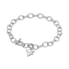 Dayna U Sterling Silver West Virginia Mountaineers Charm Toggle Bracelet, Women's, Size: 7.5, Grey