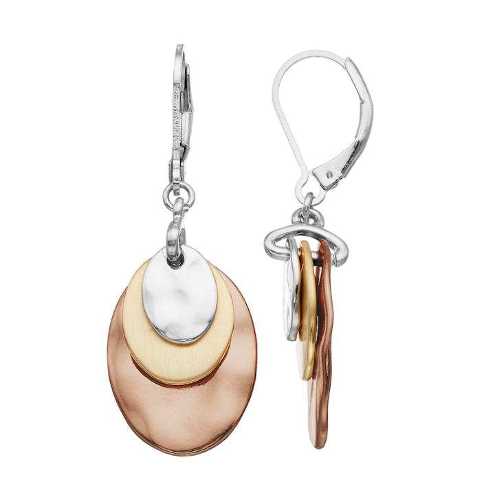 Dana Buchman Hammered Disc Drop Earrings, Women's, Multicolor