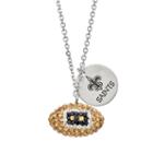 New Orleans Saints Crystal Sterling Silver Team Logo & Football Charm Necklace, Women's, Size: 18, Multicolor