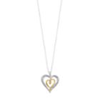 Two Tone Sterling Silver 1/10 Carat T.w. Diamond Double Heart Pendant Necklace, Women's, Size: 18, White