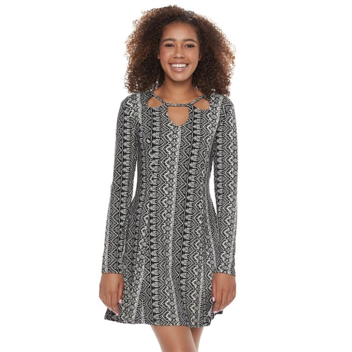 Juniors' Mudd&reg; Cutout Fit & Flare Dress, Teens, Size: Xl, Oxford