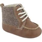 Baby Boy Wee Kids Textured Wool Lace Up High-top Crib Shoes, Size: 0, Brown