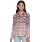 Juniors' Mudd&reg; Plaid Flannel Shirt, Teens, Size: Large, Med Pink