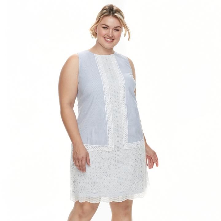 Plus Size Suite 7 Lace Shift Dress, Women's, Size: 14 W, Med Blue
