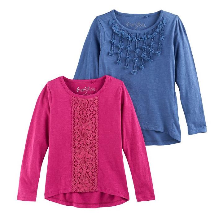 Girls 4-6x Freestyle Revolution Rosette & Lace High-low Tee Set, Size: 6x, Multi