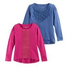 Girls 4-6x Freestyle Revolution Rosette & Lace High-low Tee Set, Size: 6x, Multi