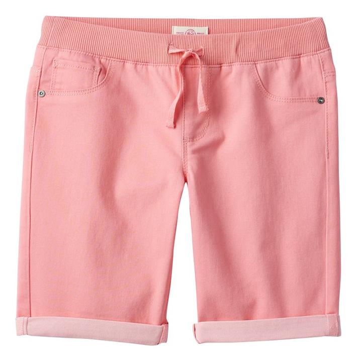 Girls 7-16 So&reg; Ribbed Waist Sateen Bermuda Shorts, Girl's, Size: 14, Brt Orange