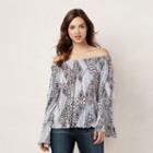 Women's Lc Lauren Conrad Smocked Off-the-shoulder Top, Size: Small, White Oth