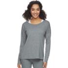 Women's Tek Gear&reg; Drapey Split-back Long Sleeve Tee, Size: Large, Dark Grey