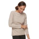Petite Croft & Barrow Cable Trim Sweater, Women's, Size: S Petite, Med Beige