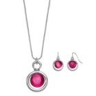 Pink Orbital Pendant Necklace & Drop Earring Set, Women's