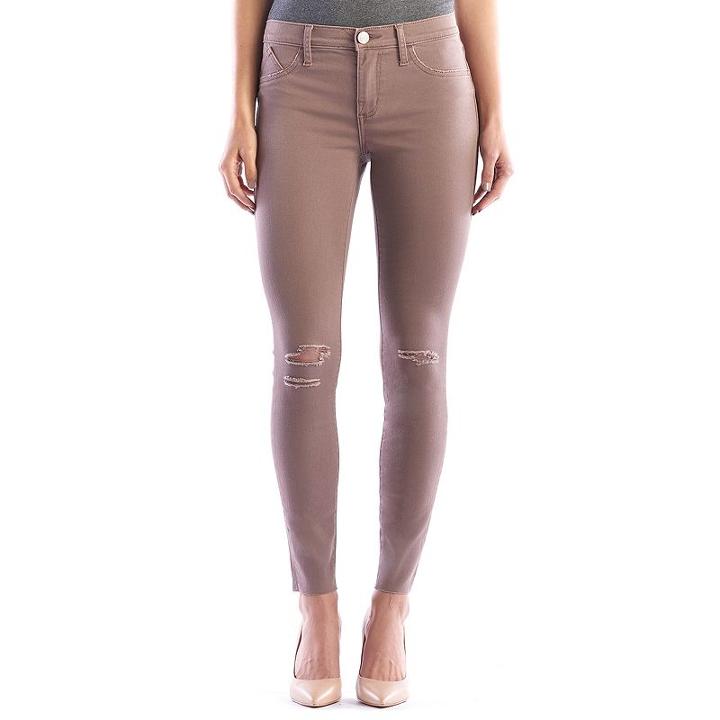 Women's Rock & Republic&reg; Kashmiere Ripped Khaki Leggings, Size: 14 Short, Lt Brown