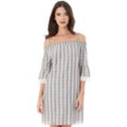 Juniors' Iz Byer Crochet Poplin Off-the-shoulder Dress, Teens, Size: Xs, Cross Hatch Stripe