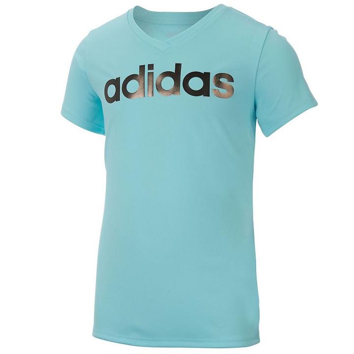Girls 7-16 Adidas Foil Adidas Graphic Tee, Girl's, Size: Medium, Turquoise/blue (turq/aqua)