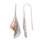 Two Tone Sterling Silver Abstract Triangle Drop Earrings, Women's