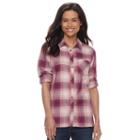 Petite Sonoma Goods For Life&trade; Plaid Button-down Shirt, Women's, Size: Xl Petite, Dark Red