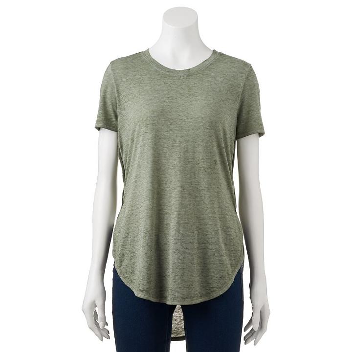 Juniors' Mudd&reg; Shirttail Scoopneck Tee, Teens, Size: Medium, Med Green