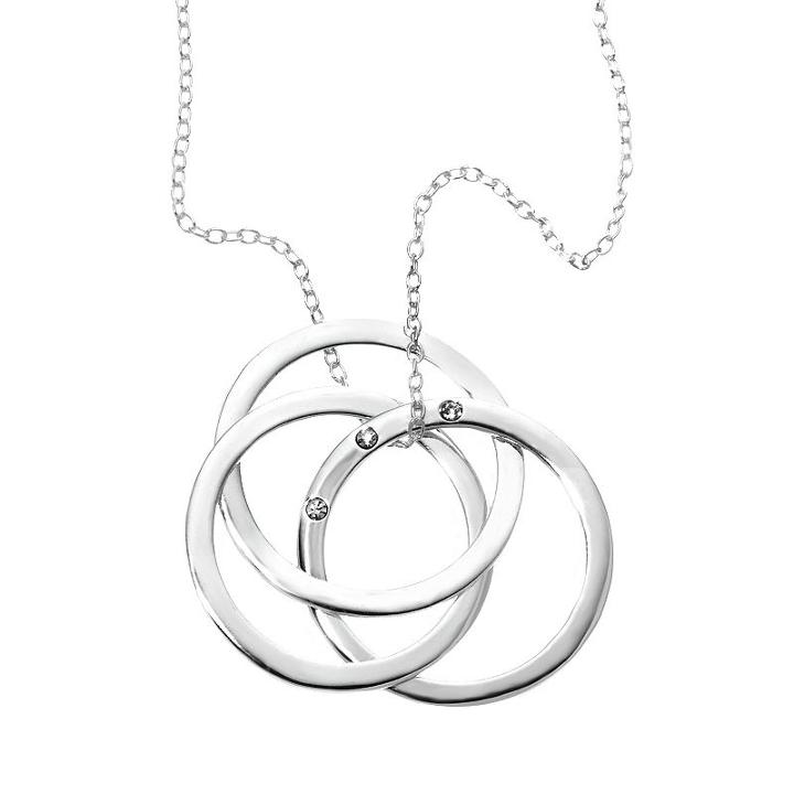 Sterling Silver Triple-circle Pendant, Women's, Size: 18, Grey