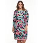 Plus Size Suite 7 Tropical Floral Shift Dress, Women's, Size: 16 W, Blue Other