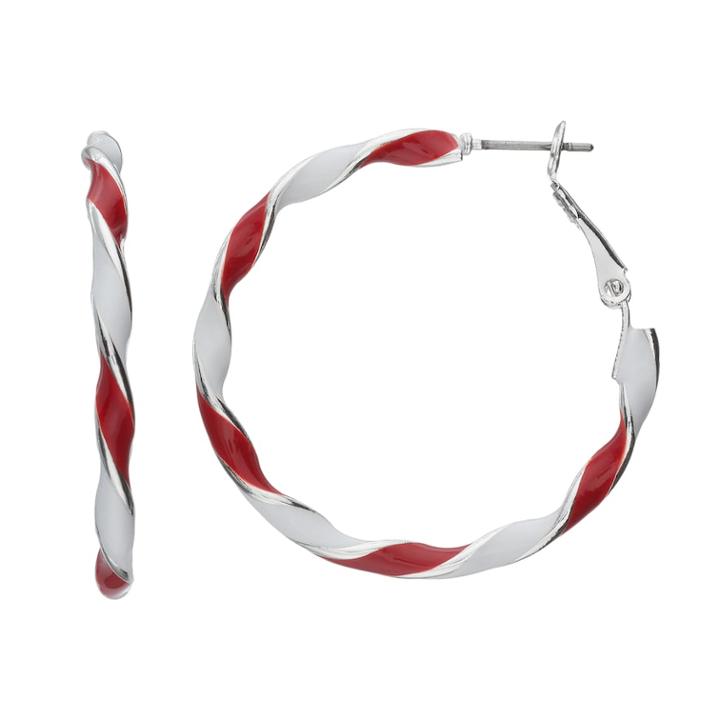 Candy Stripe Nickel Free Twisted Hoop Earrings, Women's, Multicolor