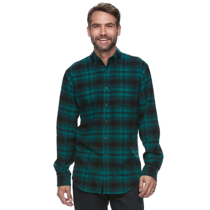 Big & Tall Croft & Barrow&reg; True Comfort Plaid Classic-fit Flannel Button-down Shirt, Men's, Size: Xl, Blue