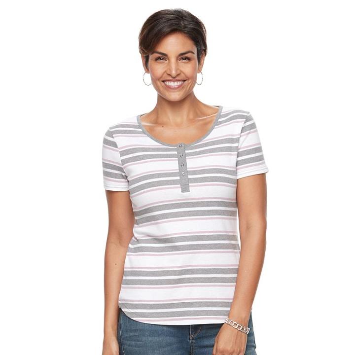 Women's Croft & Barrow&reg; Henley Tee, Size: Large, Lt Purple