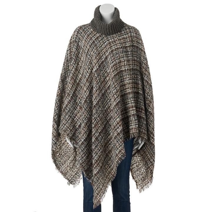 Manhattan Accessories Co. Cross-hatch Poncho, Women's, Grey