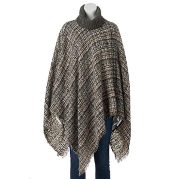 Manhattan Accessories Co. Cross-hatch Poncho, Women's, Grey