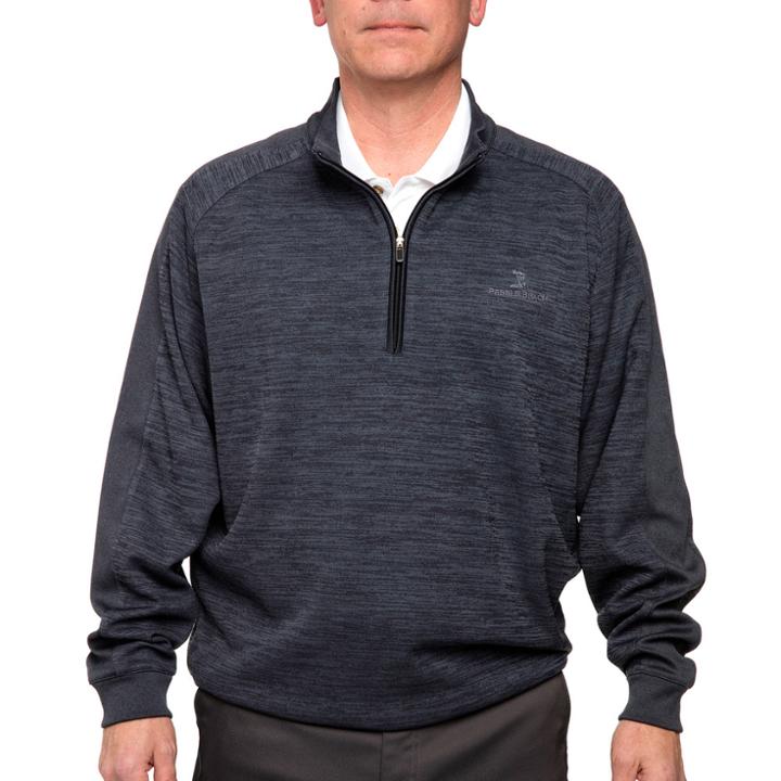 Men's Pebble Beach Classic-fit Heathered Quarter-zip Performance Golf Pullover Sweater, Size: Xl, Black