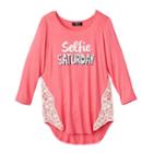 Girls 7-16 It's Our Time Crochet Lace Insert Tee, Girl's, Size: Xl, Med Pink
