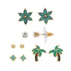 Lc Lauren Conrad Flower & Palm Tree Nickel Free Stud Earring Set, Women's, Green