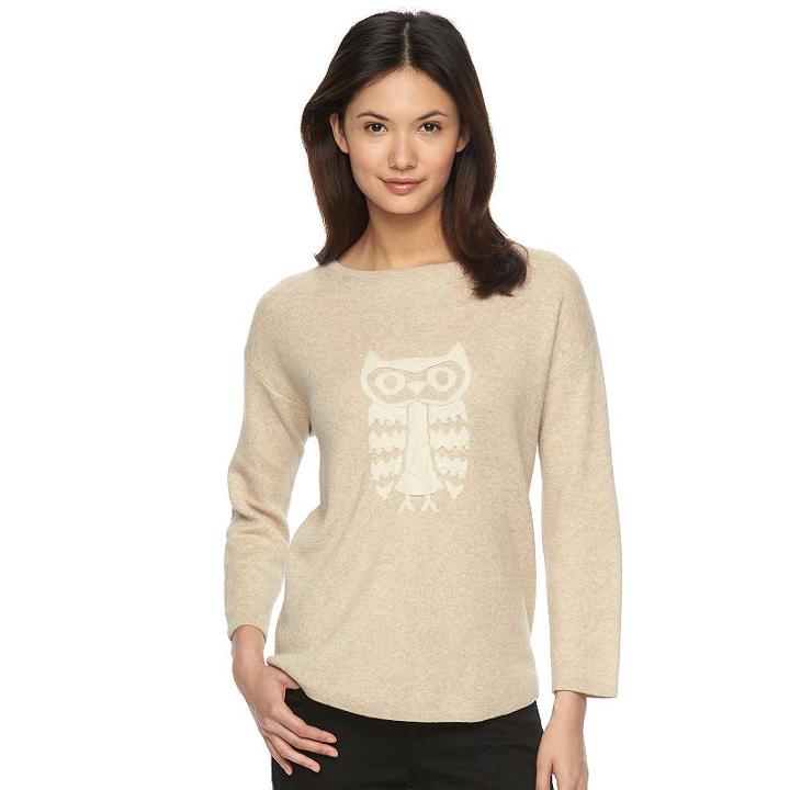 Women's Woolrich Motif Wool Blend Sweater, Size: Large, Med Beige