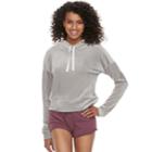 Juniors' So&reg; Cropped Velour Hoodie, Teens, Size: Large, Light Grey