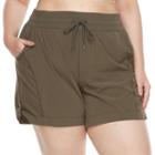 Tek Gear, Plus Size &reg; Button-tab Active Shorts, Women's, Size: 2xl, Dark Green