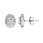 Pure Radiance Lab-created White Sapphire & Diamond Accent Oval Cluster Stud Earrings, Women's